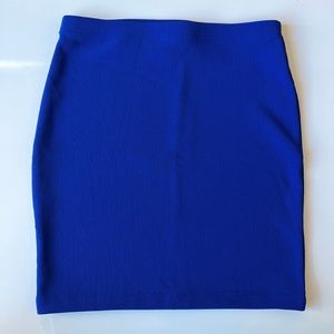 FOREVER 21 Royal Blue Bodycon Ribbed Stretch Mini Skirt